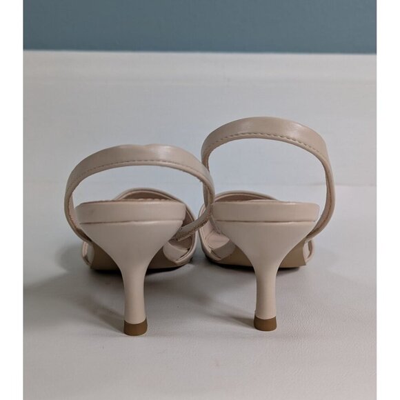 French Connection Slingback Shoes Size 7 Cream Kitten Heels Dress Shoes - Picture 5 of 6